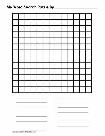 13 x 13 Blank Word Search
